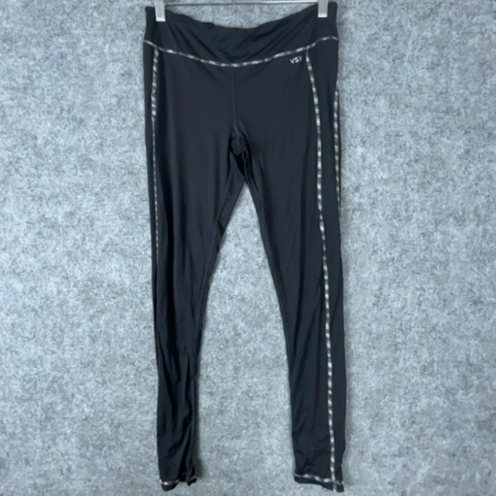 Victorias Secret VSX Sexy Sport Leggings Womens M Black Gray Contrast Stitching